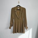 LPA  | Beaded 61 V-Neck Mini Dress in Army Taupe Tan size Small Photo 2