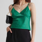 French Kiss Y2K Women’s Satin Babydoll Cami Blouse in Green Size L Photo 0