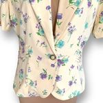 Vintage Miranda K Blazer Yellow Floral Detail Short Sleeve Structured Jacket Purple Size 14 Photo 6