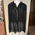 Miss Me  Sheer‎ Black Lace Blouse w. Silver Embellishments Size Medium Photo 5