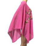 Pink Floral Semi Sheer Asymmetrical Poncho One Size Lightweight Daywear Coverup Size L Photo 4