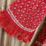 Free People  Cherry Red Boho Lace Nomad Child Mini Peasant Dress Medium Photo 2