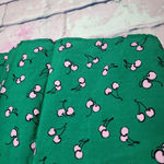 Kori  AMERICA GREEN PINK CHERRY ALLOVER NOVELTY PRINTED BUTTON FRONT TOP SMALL Photo 8