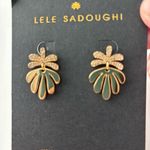Lele Sadoughi NWOT  Gold and Crystal Leaf Earrings Photo 3