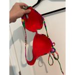 Aerie  Blakely Floral Halter Bikini Swim Top Red Multicolor Women's Size 34C Photo 2