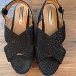 ZARA Trafaluc Black Woven Cork Contrast Wedge Platform Sandals 40 9.5 Photo 6