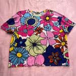 ZARA Colorful Floral Short Sleeve Tee Photo 0