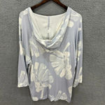 Lou & grey womens blouse small blue floral abstract oversized hoodie hi low Photo 2