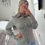 ZARA  Corset Sage Button-Down Shirt Photo 4