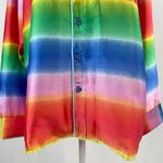BP New  Rainbow Ombre Stripe Satin Button Down Shirt Photo 3