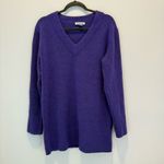 Athleta  Westwood Sweater Purple V-Neck Ribbed Hem Merino Wool Size Small S Photo 1