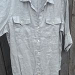 Tommy Bahama  Light Gray Button Down Shirt 100% Linen Photo 3