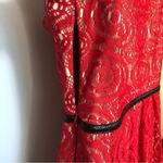 Enfocus Studio Red Lace Dress with Faux Leather Accents Size 10 Photo 7