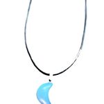 Hand Crafted Opalite Crescent Moon Pendant Corded Necklace Blue Photo 2