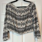 Divided by H&M Off Ivory Black Off the Shoulder Aztec Print Long Sleeve size LG Photo 1