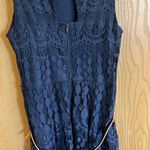 Xhilaration  High Low Sleeveless Navy Lace Dress with Thin Brown Waist‎ Belt Photo 8