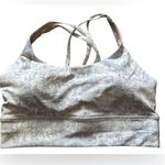 Lululemon New  high neck long line Energy Bra w pads size 8 gray print gym run Photo 0