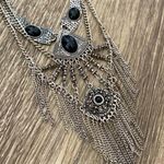 Free People Vintage goth gothic silver black statement necklace Photo 1