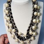 Beaded Chain Multi Strand Silk Tie Closure 35" Unsigned Handmade White Photo 2