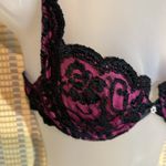 Victoria's Secret Vintage Gold Label 1990s Black Pink Underwire Lace Bra 34B? Photo 4