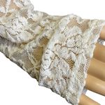 Miss Me Sheer Long Lace Sleeve Blouse Cream With Coral Applique On Front Size L Photo 2