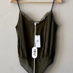 Socialite Women’s Lace Trim Satin Bodysuit Green NWT Photo 6