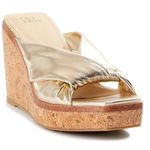 Time & Tru Womens Comfort Gold Cork Wedge Platform Slip On Sandal Size 9 New Photo 3