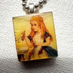 Alice in Wonderland drink me scrabble tile necklace Photo 12