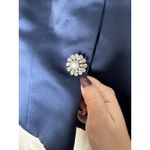 WATTERS AND WATTERS NWT Vintage Navy Satin Dress Top Rhinestone Buttons Size 10m Blue Photo 7