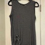 Bobeau  Black White Stripes Sleeveless Crew Neck Twist Hem Textured Tank Size S Photo 0