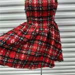 L’Atiste Womens Short Dress Medium Red Black Plaid Tweed Y2K Retro Holiday Party Photo 2