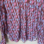 Alexis  pink blue brown geometric retro blouse Photo 4