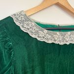 Vintage Green Velvet Dress with Lace Trim Size L Photo 2