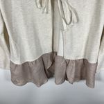 LOGO By Lori Goldstein LOGO By Lori‎ Goldstein Cream Tie Front Shrug Womens Size Small Ruffle Hem Boho Photo 2