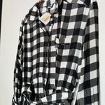 MARRISA WEBB Women's Black & White Gingham Plaid Wrap Midi Dress Size Medium Photo 12