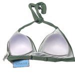 YONIQUE Olive Green Halter Bikini Top Size M Sewn In Pads Swimsuit Top Size M Photo 1