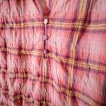 st. john's bay NWT 3/4 Sleeve Blouse Womens S Pink Plaid Smocked Neck Cottagecore Photo 4