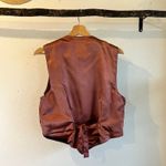 Deadstock 90s Burgundy Purple Suede Genuine Leather Lace Trim Vest Size Large Photo 4