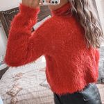 Jack by BB Dakota Red Fuzzy Turtleneck Sweater  Photo 3