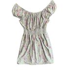 No Comment  Mini Dress Floral Blue Womens Medium Short Elastic Off Shoulder Photo 2