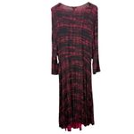 Torrid Red Black Abstract Plaid Stretch Knit 3/4 Sleeve Wrap Midi Dress Size 2X Photo 3