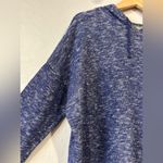 Eileen Fisher  Organic Linen Cotton Cropped Hoodie Pullover Navy White  Small Photo 1