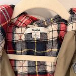 Papaya Red and Blue Plaid Lined Jacket Photo 2