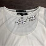 White House | Black Market WHBM 3/4 Embellished Mesh Tee in Ecru with Camisole sz MP NWT Photo 2