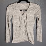 Hollister Juniors Long Sleeve Slim Fit Lace Up Grey Shirt Size L Large Photo 0