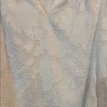 Women's Casual Floral Textured V Neckline Sheer Bell Sleeve Blouse White L Size L Photo 2