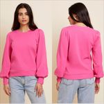 Nation Ltd Sunny Sweatshirt Girl Crush Size XS Pink Ribbed Crew Balloon Sleeve Photo 2