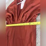 BHLDN NWT Anthropologie Women Leila Deep V Neck Flutter-Sleeve Satin Rust Gown 4 Photo 3
