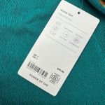 Athleta Echo Top Teal Textured Short Sleeve Collared Button Front Women's Medium Photo 3