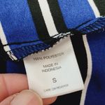 Pacific&Co NY& Black Blue Striped Roll Tab Vneck Popover Blouse Size Small Photo 5